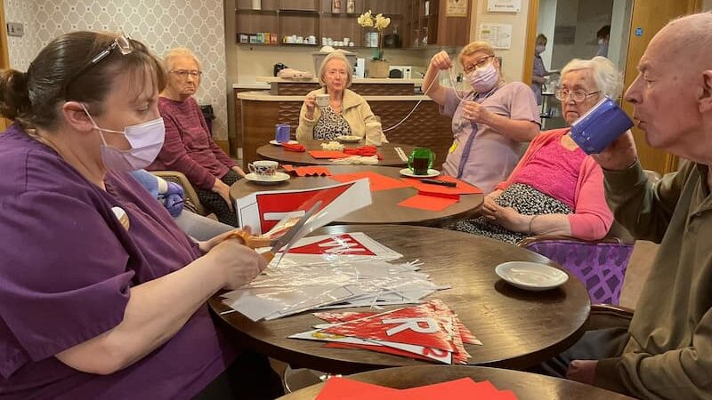 Residents and Staff Making Chinese New Year Decorations